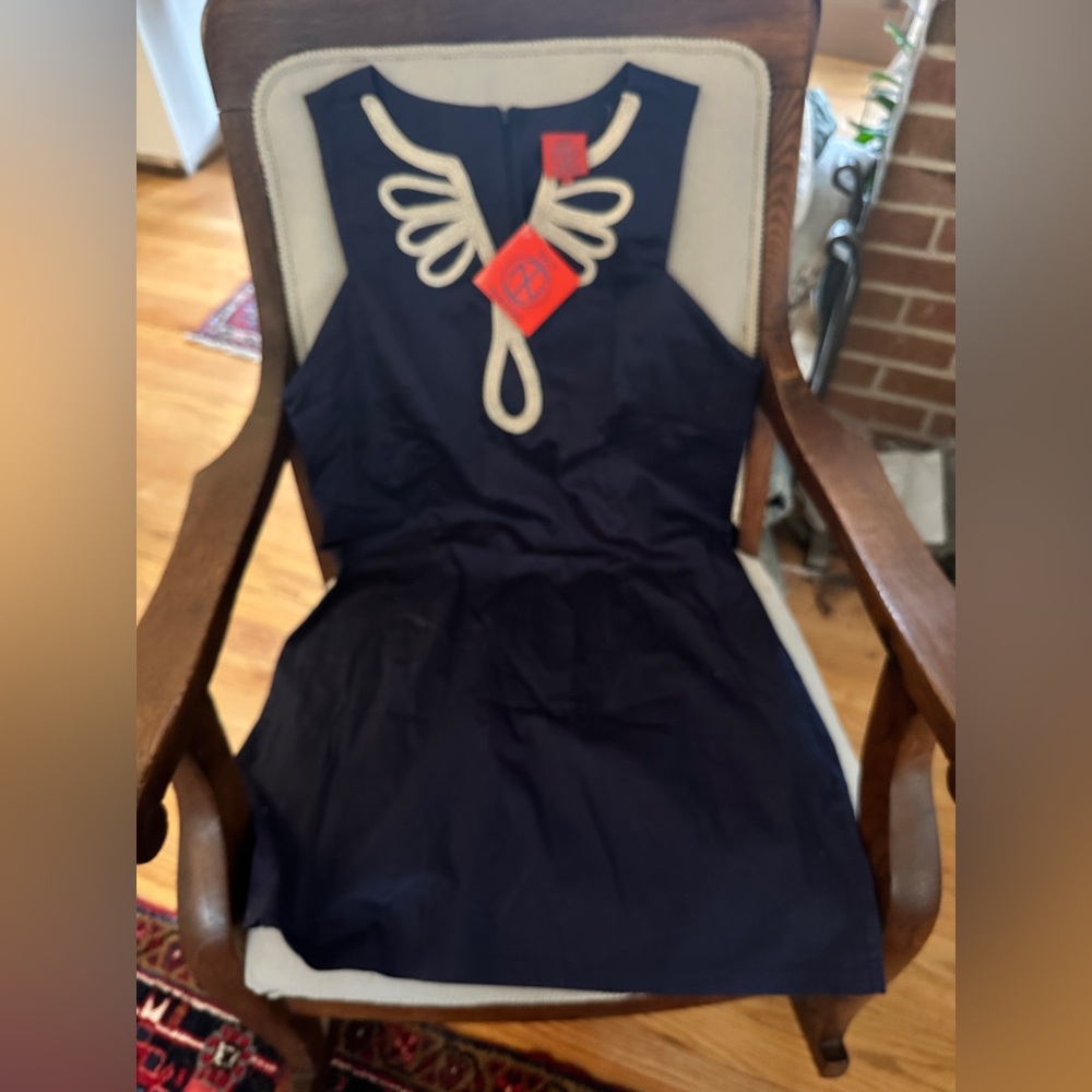 NEW! Tracy Negoshian Navy Dress with Embroidered Design XL